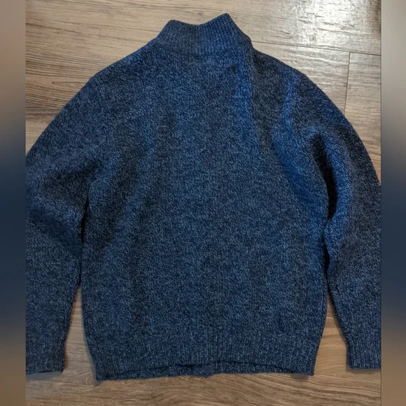 L.L. Bean - 100% Lambswool Ragg Wool Zip-Front Cardigan SweaterNavySmall